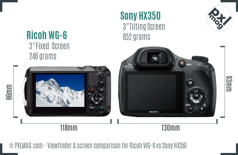 Ricoh WG-6 vs Sony HX350 Screen and Viewfinder comparison Ricoh WG-6 vs Sony HX350 Screen and Viewfinder comparison