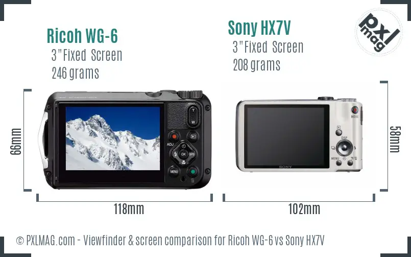 Ricoh WG-6 vs Sony HX7V Screen and Viewfinder comparison