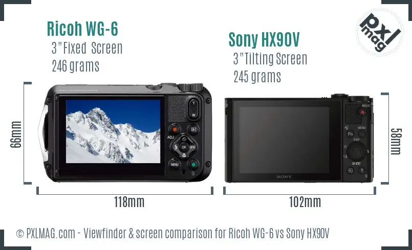 Ricoh WG-6 vs Sony HX90V Screen and Viewfinder comparison