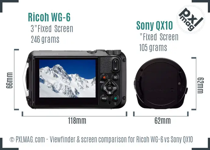 Ricoh WG-6 vs Sony QX10 Screen and Viewfinder comparison