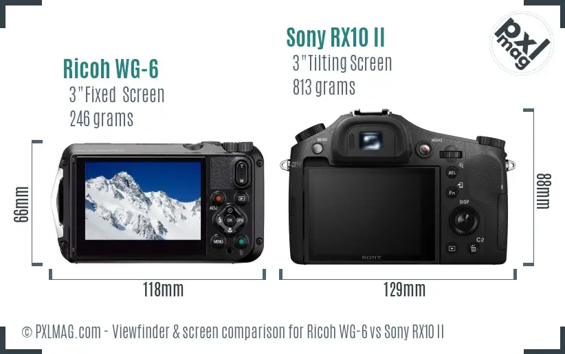 Ricoh WG-6 vs Sony RX10 II Screen and Viewfinder comparison