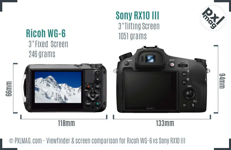 Ricoh WG-6 vs Sony RX10 III Screen and Viewfinder comparison