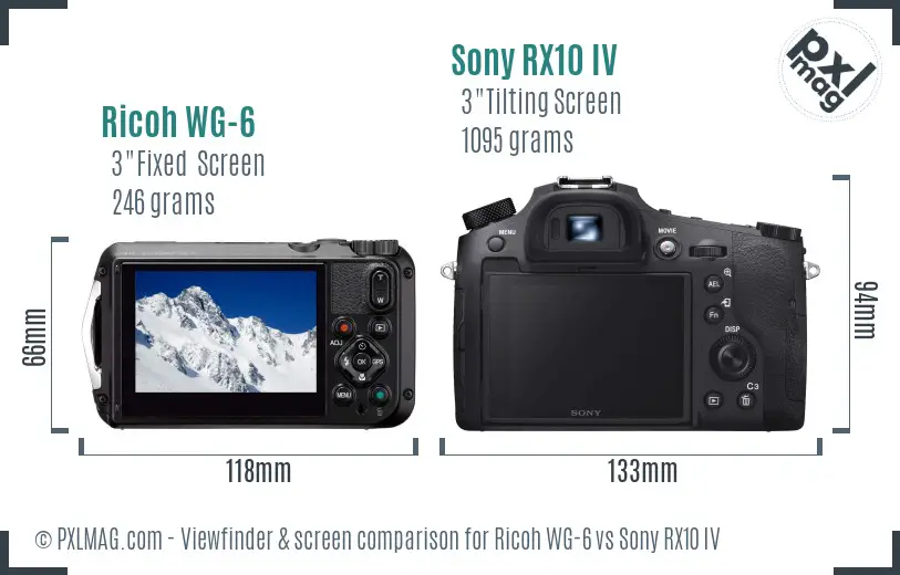 Ricoh WG-6 vs Sony RX10 IV Screen and Viewfinder comparison