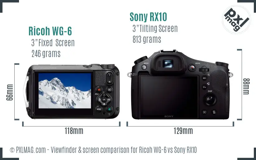 Ricoh WG-6 vs Sony RX10 Screen and Viewfinder comparison