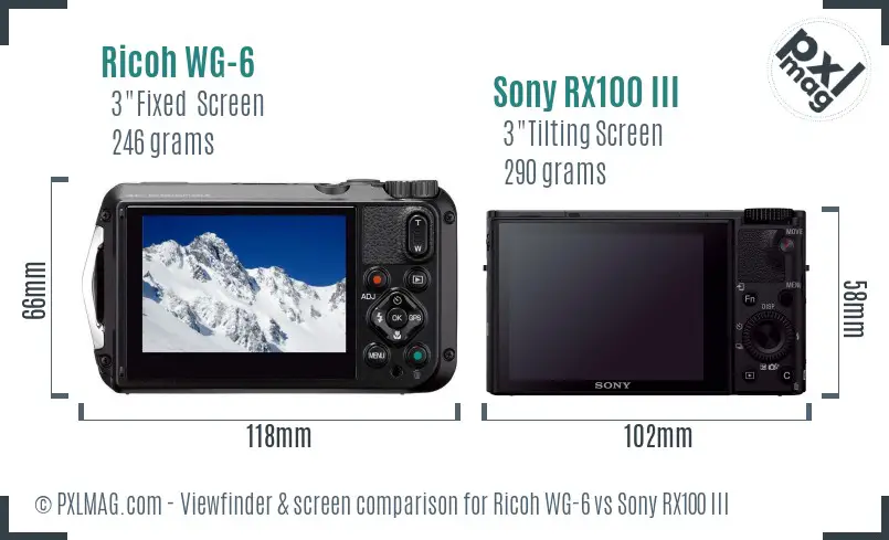 Ricoh WG-6 vs Sony RX100 III Screen and Viewfinder comparison