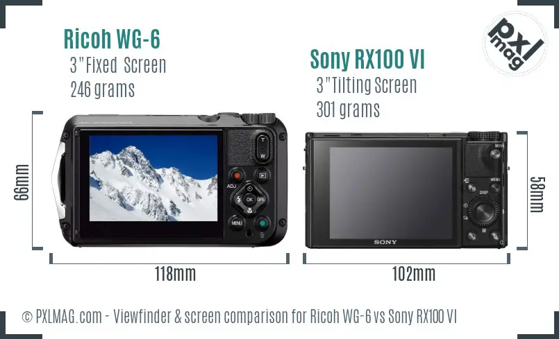 Ricoh WG-6 vs Sony RX100 VI Screen and Viewfinder comparison