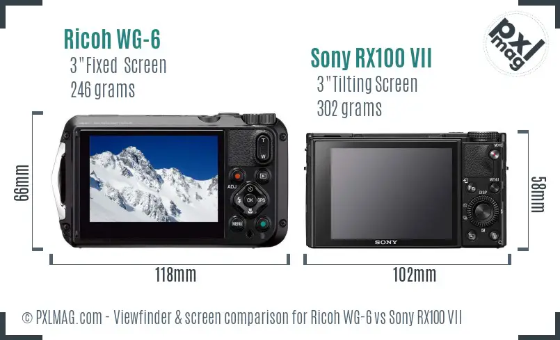 Ricoh WG-6 vs Sony RX100 VII Screen and Viewfinder comparison