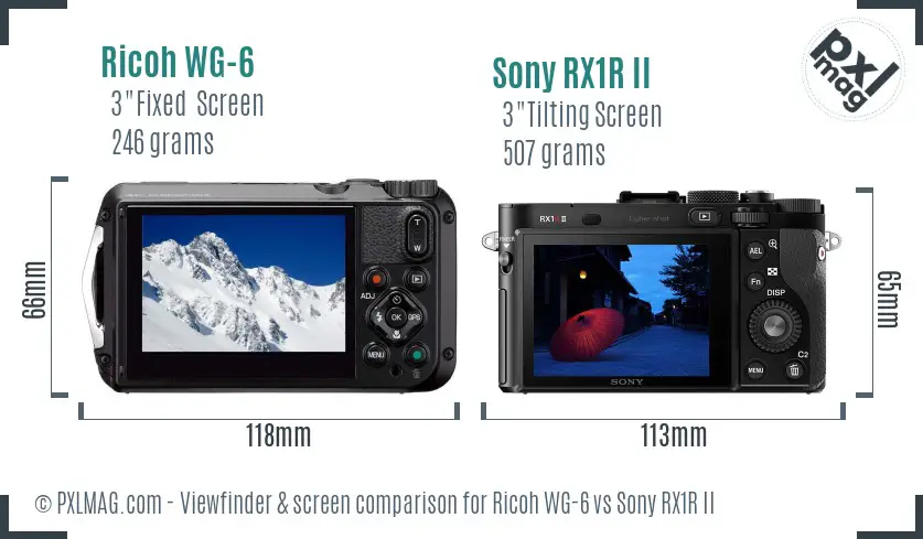 Ricoh WG-6 vs Sony RX1R II Screen and Viewfinder comparison