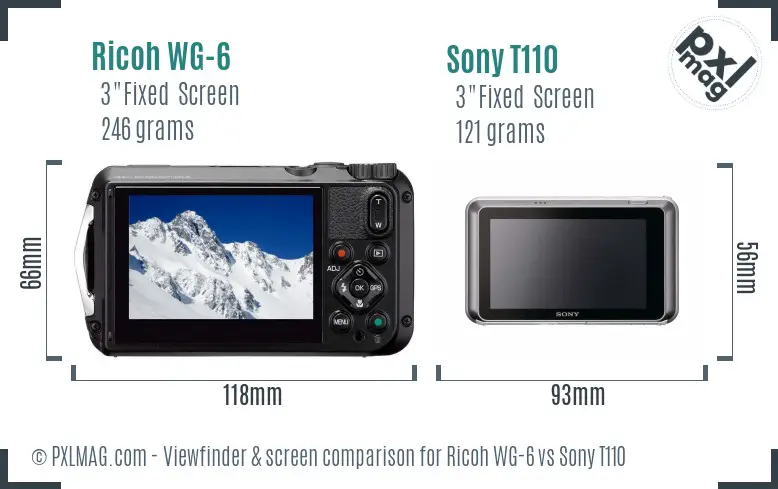 Ricoh WG-6 vs Sony T110 Screen and Viewfinder comparison