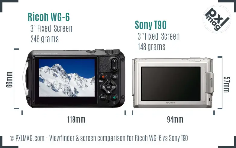 Ricoh WG-6 vs Sony T90 Screen and Viewfinder comparison