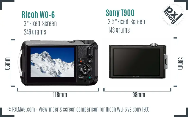 Ricoh WG-6 vs Sony T900 Screen and Viewfinder comparison