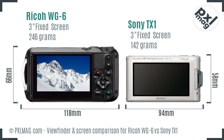 Ricoh WG-6 vs Sony TX1 Screen and Viewfinder comparison