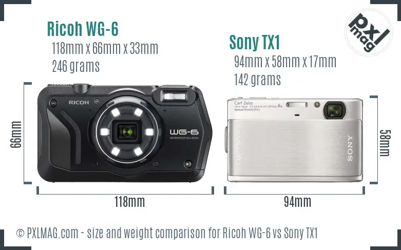 Ricoh WG-6 vs Sony TX1 size comparison