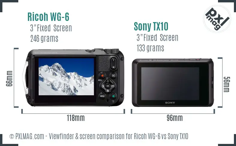 Ricoh WG-6 vs Sony TX10 Screen and Viewfinder comparison