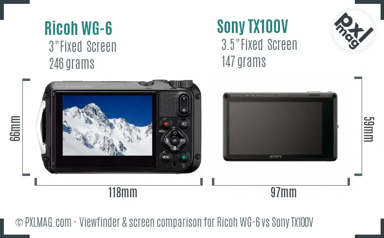 Ricoh WG-6 vs Sony TX100V Screen and Viewfinder comparison
