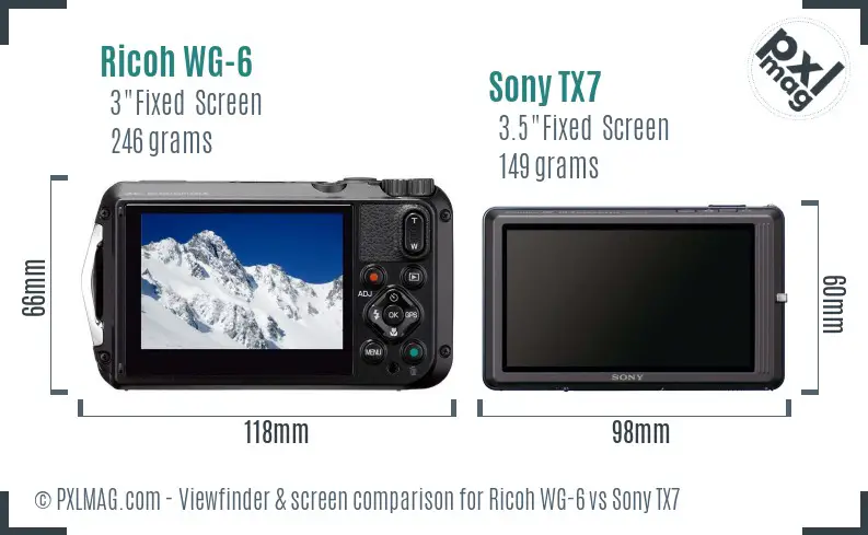 Ricoh WG-6 vs Sony TX7 Screen and Viewfinder comparison