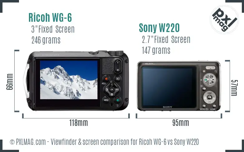 Ricoh WG-6 vs Sony W220 Screen and Viewfinder comparison