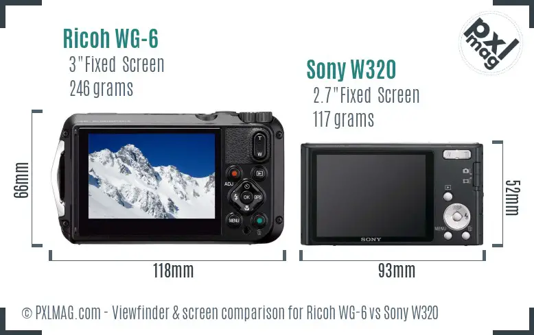 Ricoh WG-6 vs Sony W320 Screen and Viewfinder comparison