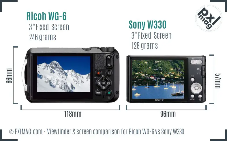 Ricoh WG-6 vs Sony W330 Screen and Viewfinder comparison