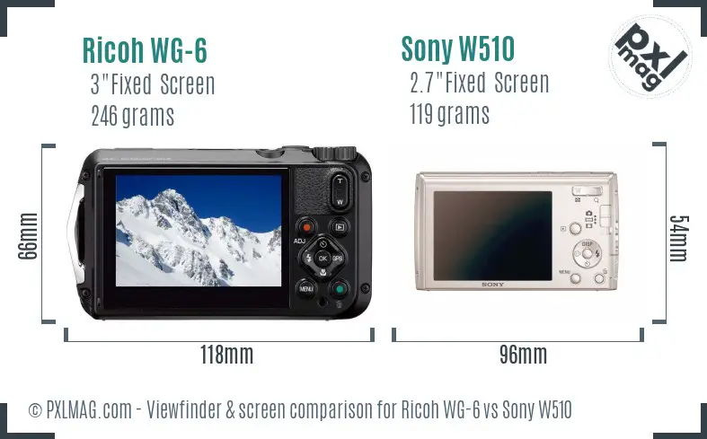 Ricoh WG-6 vs Sony W510 Screen and Viewfinder comparison