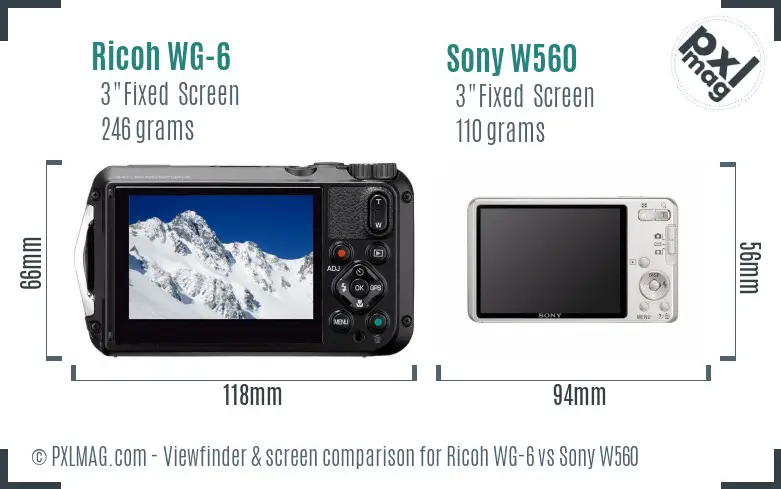 Ricoh WG-6 vs Sony W560 Screen and Viewfinder comparison