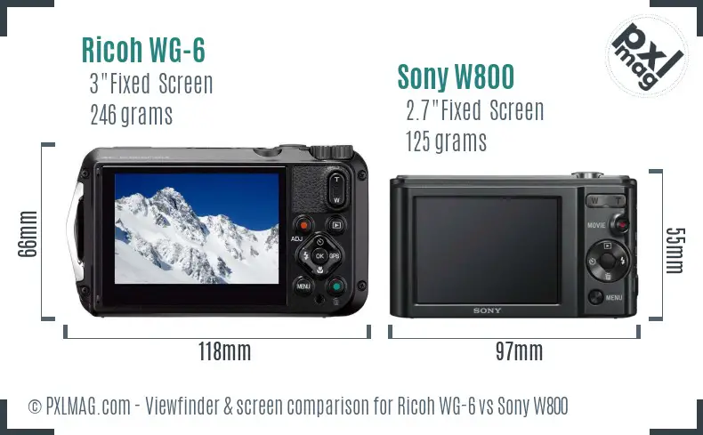 Ricoh WG-6 vs Sony W800 Screen and Viewfinder comparison