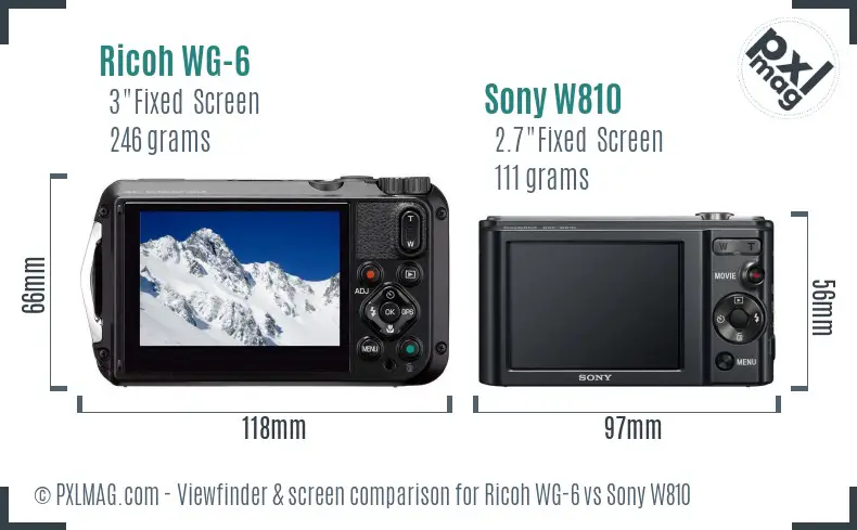 Ricoh WG-6 vs Sony W810 Screen and Viewfinder comparison