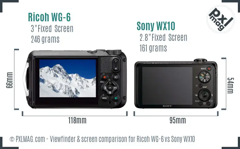 Ricoh WG-6 vs Sony WX10 Screen and Viewfinder comparison