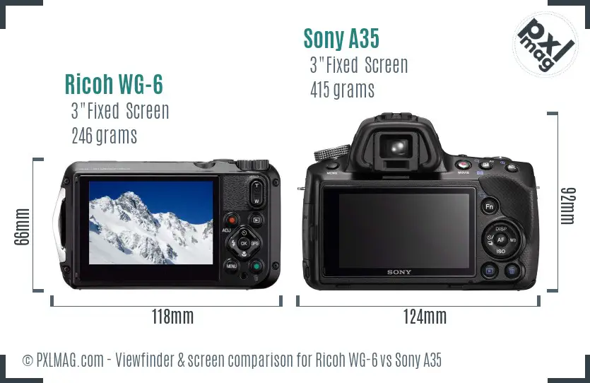 Ricoh WG-6 vs Sony A35 Screen and Viewfinder comparison