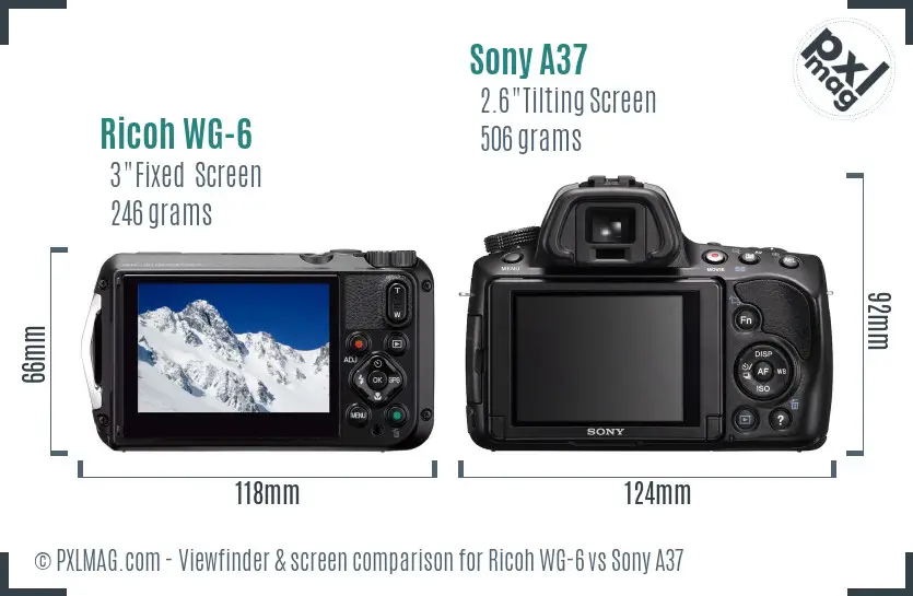 Ricoh WG-6 vs Sony A37 Screen and Viewfinder comparison