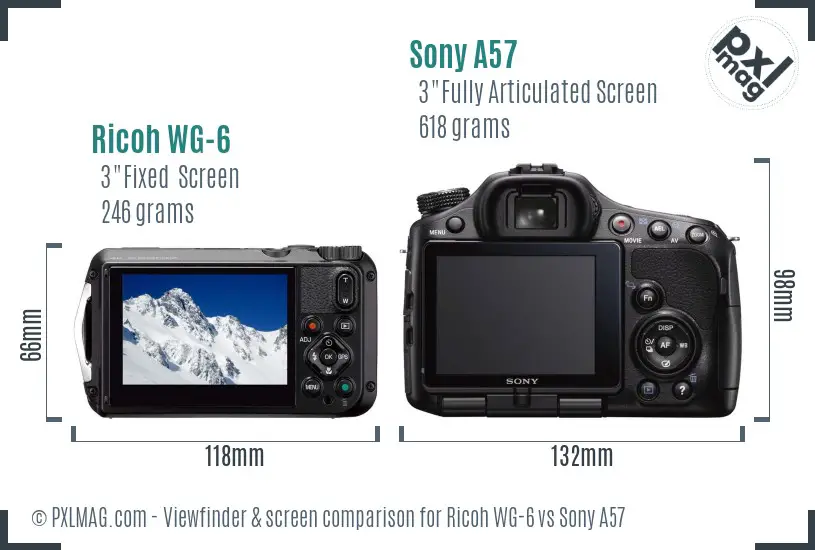 Ricoh WG-6 vs Sony A57 Screen and Viewfinder comparison