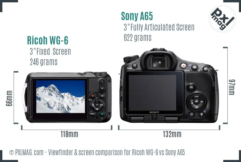 Ricoh WG-6 vs Sony A65 Screen and Viewfinder comparison