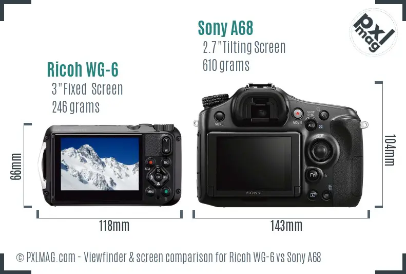 Ricoh WG-6 vs Sony A68 Screen and Viewfinder comparison