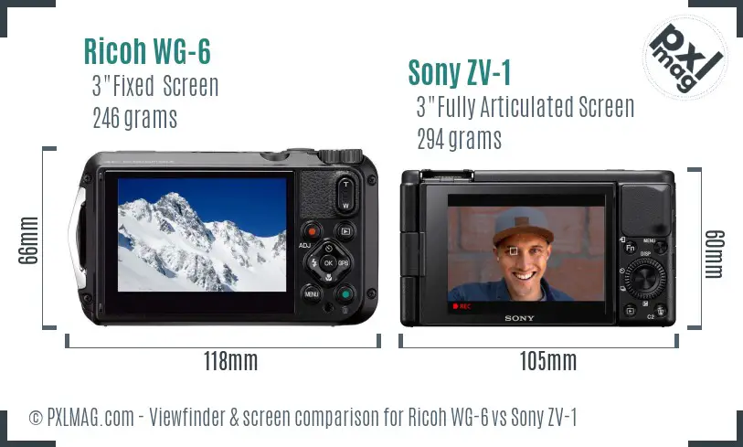 Ricoh WG-6 vs Sony ZV-1 Screen and Viewfinder comparison