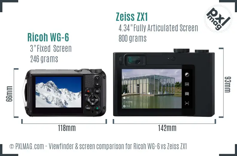 Ricoh WG-6 vs Zeiss ZX1 Screen and Viewfinder comparison Ricoh WG-6 vs Zeiss ZX1 Screen and Viewfinder comparison