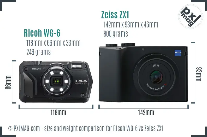 Ricoh WG-6 vs Zeiss ZX1 size comparison Ricoh WG-6 vs Zeiss ZX1 size comparison