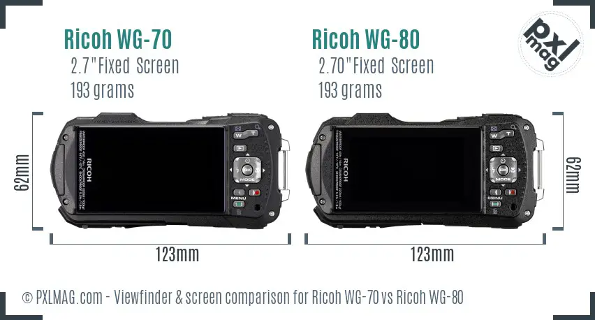 Ricoh WG-70 vs Ricoh WG-80 Screen and Viewfinder comparison