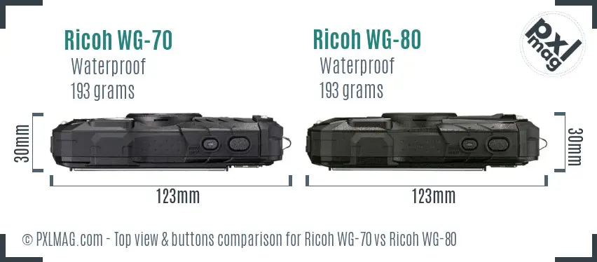Ricoh WG-70 vs Ricoh WG-80 top view buttons comparison