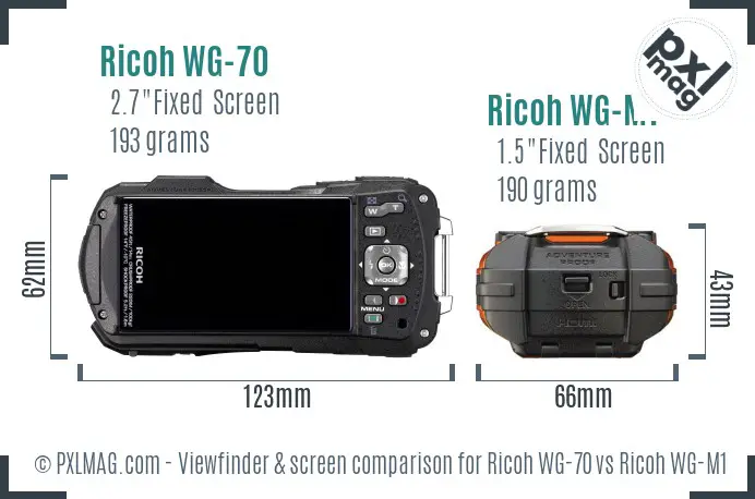 Ricoh WG-70 vs Ricoh WG-M1 Screen and Viewfinder comparison