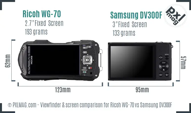 Ricoh WG-70 vs Samsung DV300F Screen and Viewfinder comparison