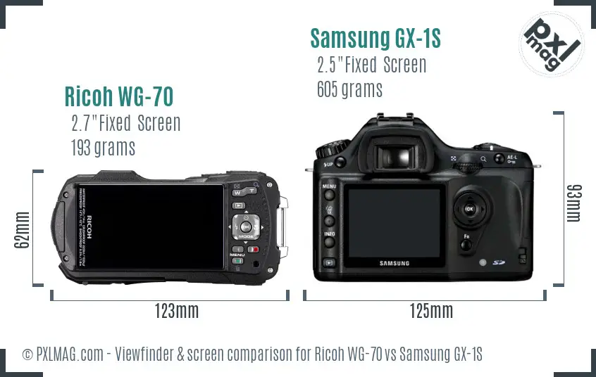 Ricoh WG-70 vs Samsung GX-1S Screen and Viewfinder comparison