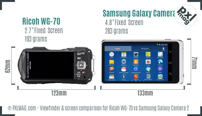 Ricoh WG-70 vs Samsung Galaxy Camera 2 Screen and Viewfinder comparison
