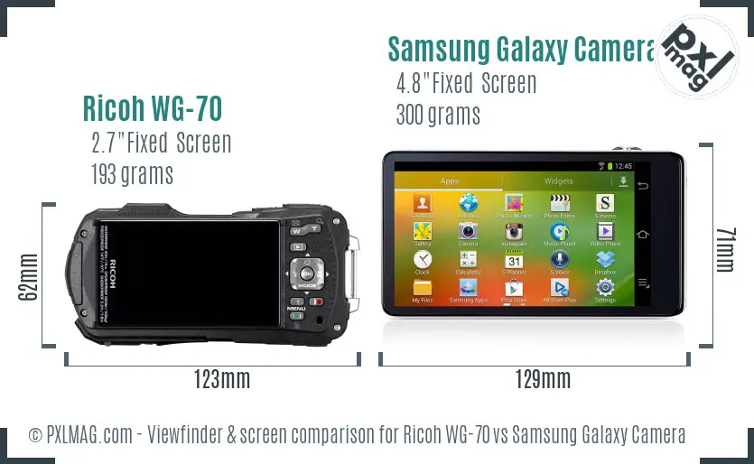 Ricoh WG-70 vs Samsung Galaxy Camera Screen and Viewfinder comparison