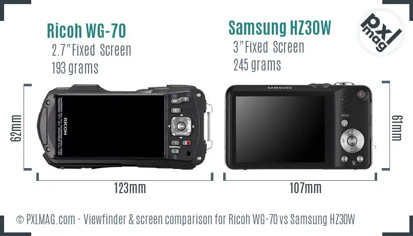 Ricoh WG-70 vs Samsung HZ30W Screen and Viewfinder comparison Ricoh WG-70 vs Samsung HZ30W Screen and Viewfinder comparison