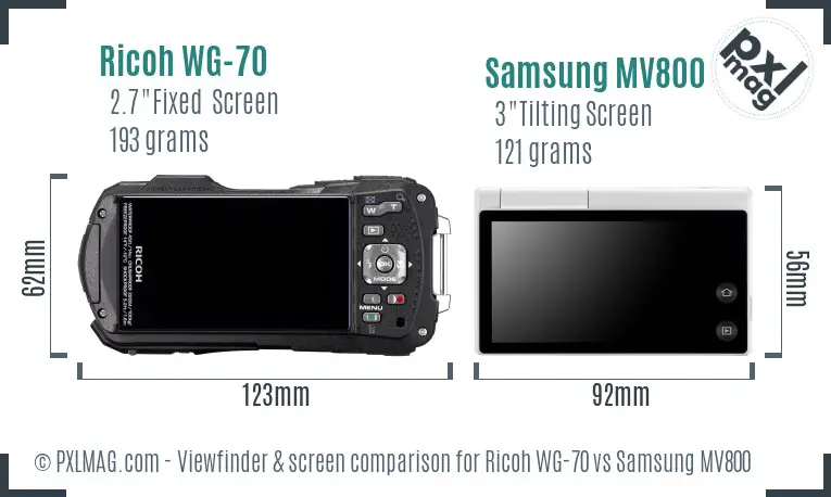 Ricoh WG-70 vs Samsung MV800 Screen and Viewfinder comparison