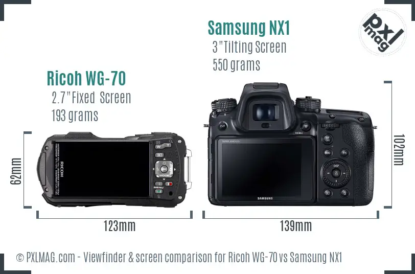 Ricoh WG-70 vs Samsung NX1 Screen and Viewfinder comparison