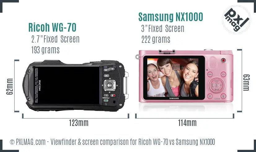 Ricoh WG-70 vs Samsung NX1000 Screen and Viewfinder comparison