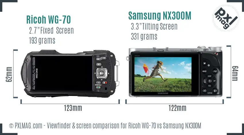 Ricoh WG-70 vs Samsung NX300M Screen and Viewfinder comparison