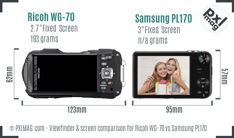 Ricoh WG-70 vs Samsung PL170 Screen and Viewfinder comparison