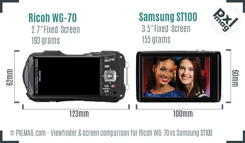 Ricoh WG-70 vs Samsung ST100 Screen and Viewfinder comparison